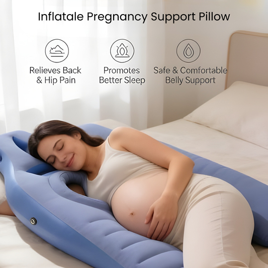 DAYFLOW Inflatable Pregnancy Support Pillow for back and hip pain relief and comfortable belly support.